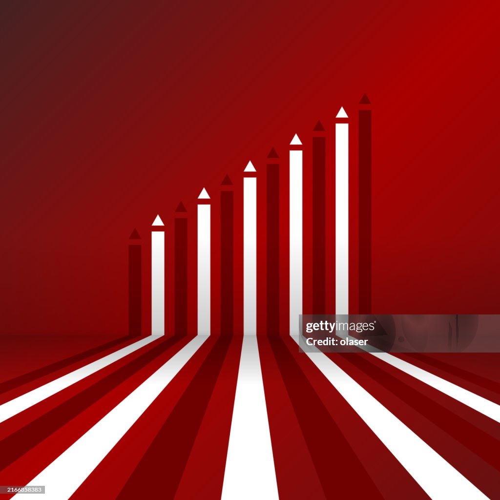 3d Bar Graph Showing Progress On Wall High-Res Vector Graphic - Getty ...