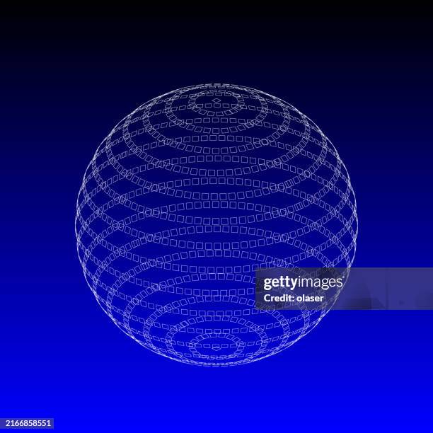 3d globe covered by of squares outline, with perspective - 3d sphere stock illustrations