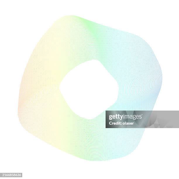 fine multiple concentric wave pattern made of rainbow colored lines - circles morphing stock illustrations