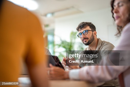 Confident Professional Leads Team Discussion Confident Professional Leads Team Discussion