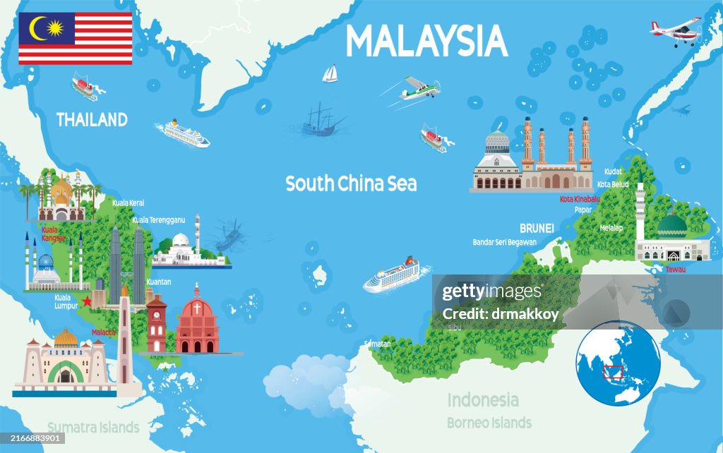 Cartoon Map of Malaysia