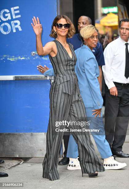 Halle Berry leaves ABC's "Good Morning America" in Times Square on August 15, 2024 in New York City.