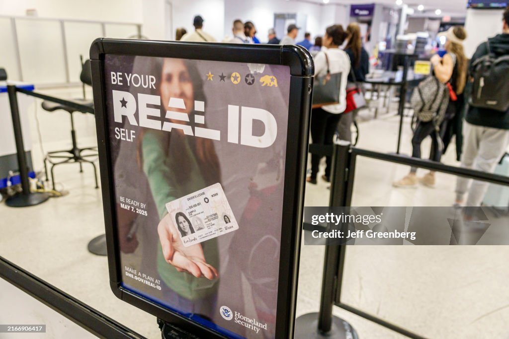 Miami, Florida, Miami International Airport, TSA checkpoint security screening, Real ID sign