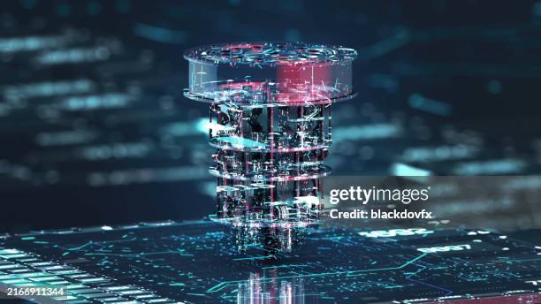 abstract quantum computer. - equipamento de computador imagens e fotografias de stock
