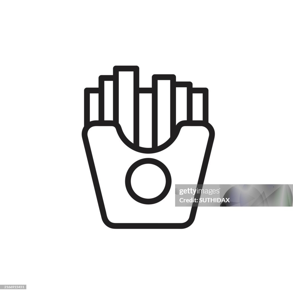 Black and white illustration of French fries
