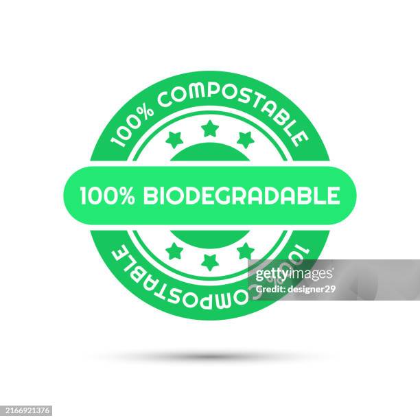 100% biodegradable icon vector design - biodegradable stock illustrations