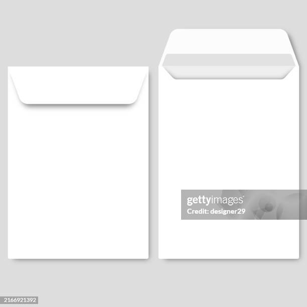 realistisches vektordesign mit leerem umschlagsymbol - briefumschlag stock-grafiken, -clipart, -cartoons und -symbole