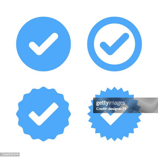verified account icon set vector design - tick icon stock illustrations
