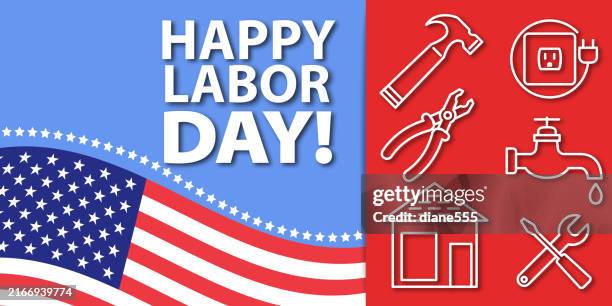 usa labor day design - plumber tools background stock illustrations