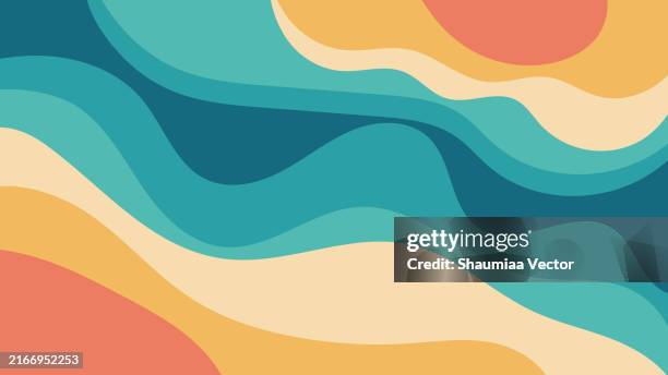 illustrations, cliparts, dessins animés et icônes de groovy psychédélique fond de vague colorée - très tendance