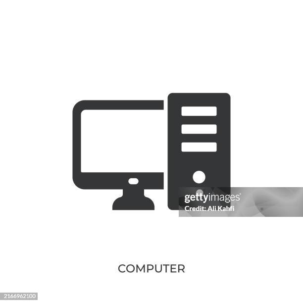 computer glyph solid icon. solid icon that can be applied anywhere, simple, pixel perfect and modern style - developer screen stock illustrations