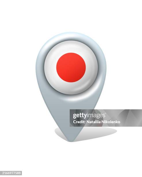 japan - round pin. vector glossy icon with the flag of the country. - tokyo street sign stock illustrations