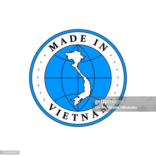 made in vietnam label, product emblem on white isolated background. - hanoi icon stock illustrations