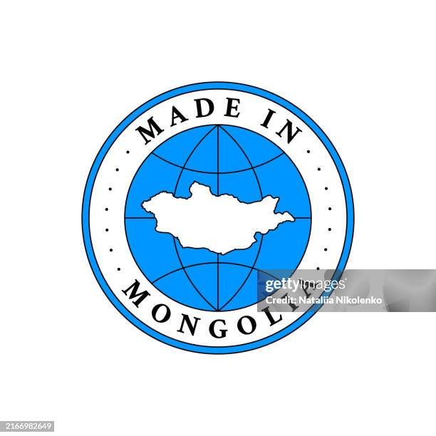 made in mongolia label, product emblem on white isolated background. - ulaanbaatar stock illustrations
