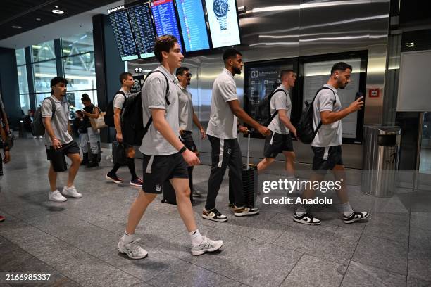 Trabzonspor team is seen at Zurich Airport upon their arrival for the UEFA Conference League play-off round between Trabzonspor and St. Gallen...