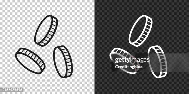 coins falling. icon for design on blank background - cash back stock illustrations