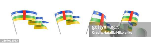 central african republic - set of waving flags. bright vector illustration - car reflection stock illustrations