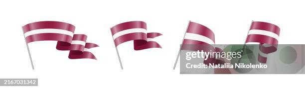 latvia - set of waving flags. bright vector illustration - white flag stock illustrations