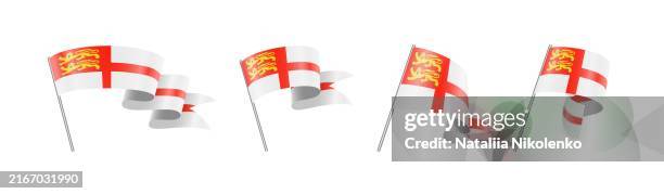 sark - set of waving flags. bright vector illustration - white flag vector stock illustrations