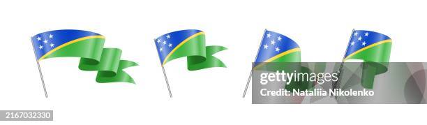 solomon islands - set of waving flags. bright vector illustration - white flag stock illustrations