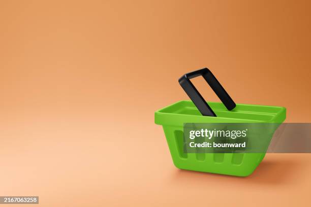 3d green shopping basket. vector - basket stock illustrations