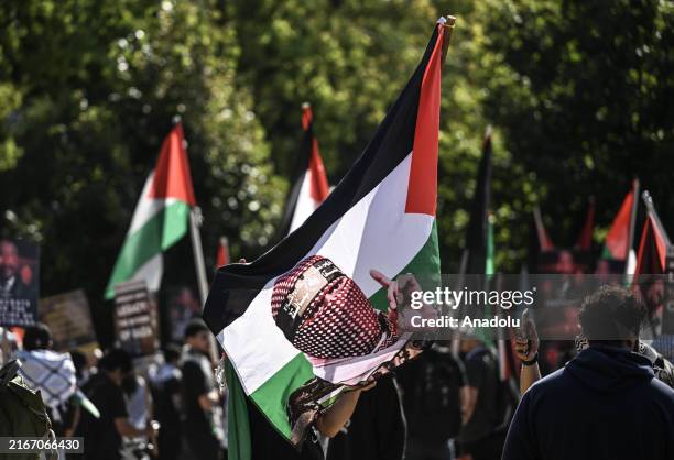 People held a pro-Palestine protest, police take measures on the third day of the Democratic National Convention at the United Center in Chicago,...