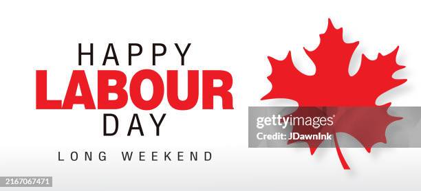 canada labour day long weekend web banner design template with canadian red maple leaf - city break stock illustrations