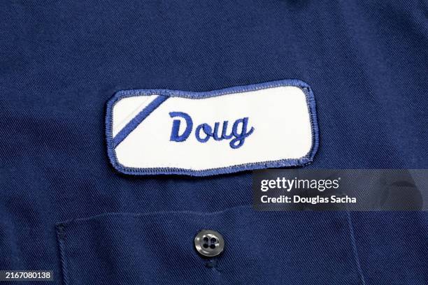 union workers union shirt with name patch - uniforme photos et images de collection