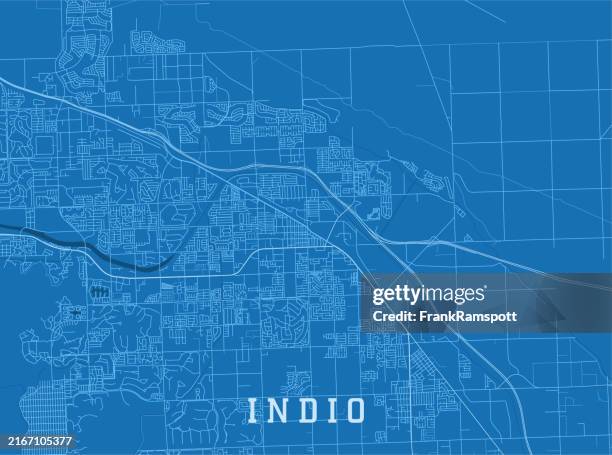 indio ca city vector road map blue horizontal - coachella vector stock illustrations