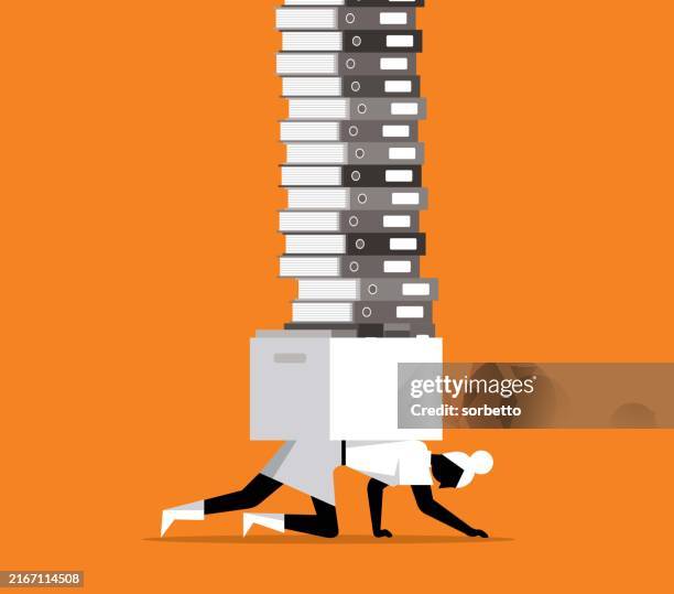 überarbeitet - geschäftsfrau - bürokratie stock-grafiken, -clipart, -cartoons und -symbole
