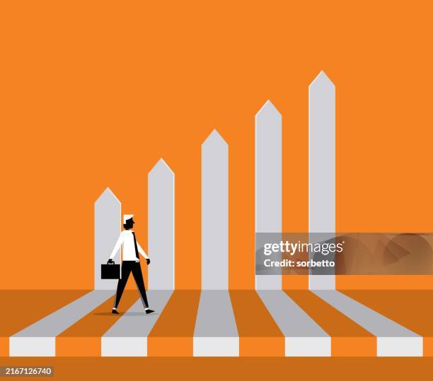 ilustrações, clipart, desenhos animados e ícones de desempenho empresarial - homem de negócios - a escada do sucesso