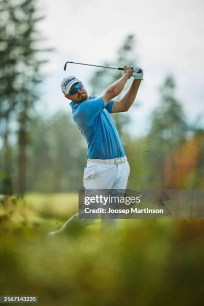 Vince van Veen of Netherlands plays a shot on day three of the Vierumaki Finnish Challenge supported by Finnish Golf Union 2024 at Vierumäki Resort...