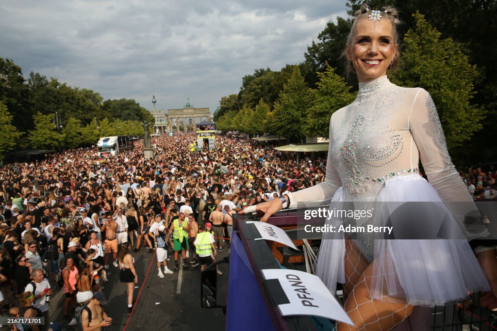 Planet Rave Crowd Techno music enthusiasts attend the 2024 edition of the Rave The ...