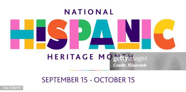 national hispanic heritage month celebration september through october banner design poster with abstract typography design on white background - hispanic heritage month stock illustrations