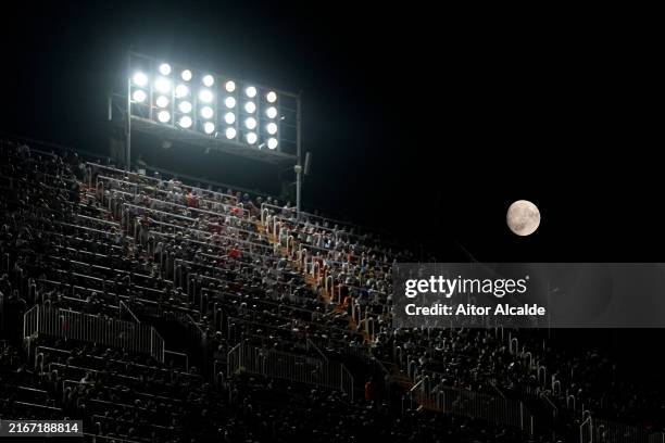 General view of the moon from inside the stadium during the La Liga match between Valencia CF and FC Barcelona at Estadio Mestalla on August 17, 2024...