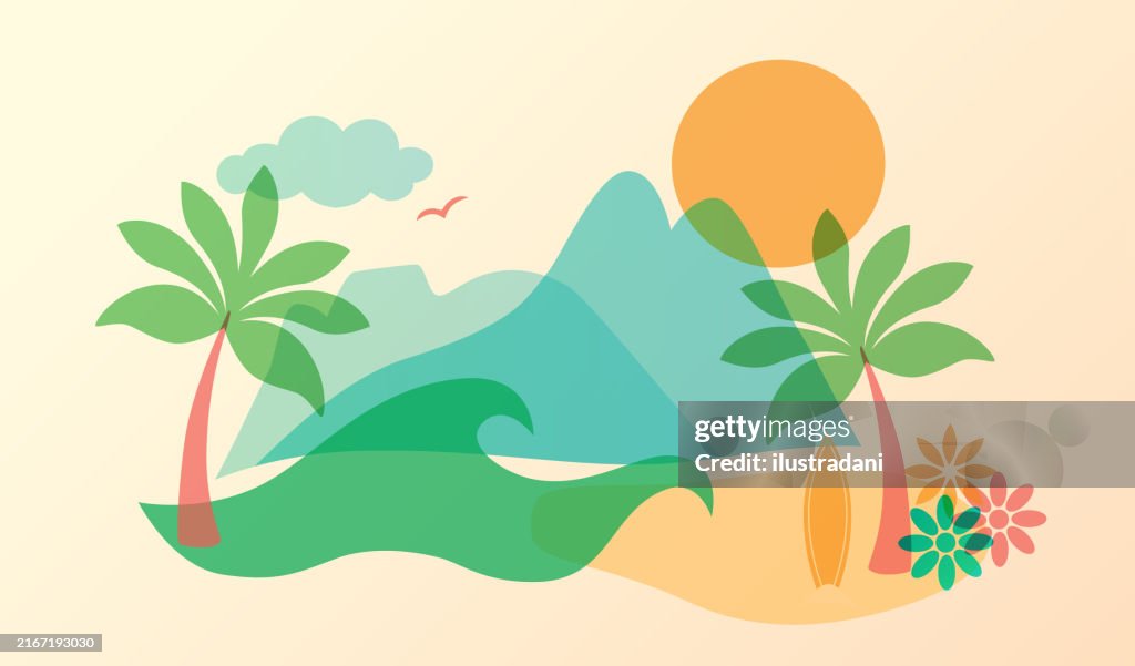 Beautiful ipanema beach in color overlay