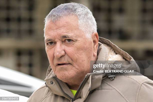 French comedian Jean-Marie Bigard attends the funeral of French TV host Patrice Laffont at the Pere-Lachaise Cemetery in Paris on August 23, 2024....