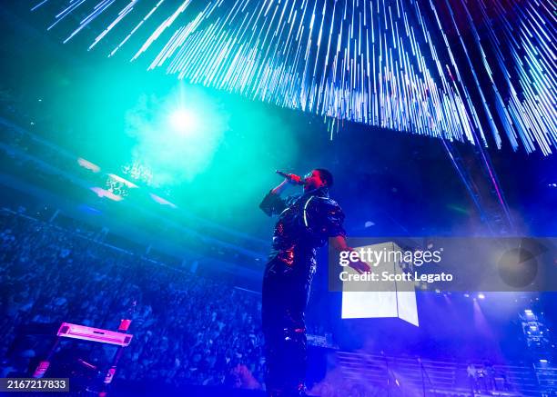 Childish Gambino performs during The New World Tour at Little Caesars Arena on August 17, 2024 in Detroit, Michigan.