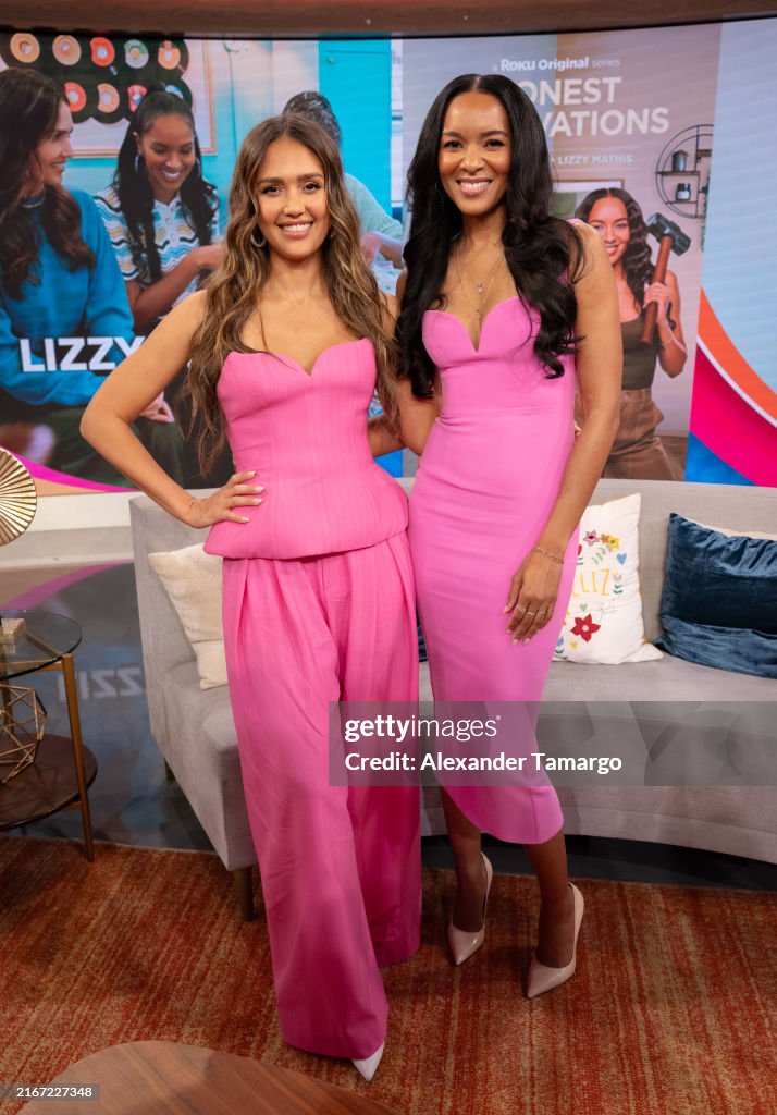 Jessica Ann Mathis Jessica Alba and Lizzy Mathis are seen on the set of Univision's ...