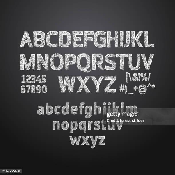 kreidetafel alphabet schriftzug - lecture hall stock-grafiken, -clipart, -cartoons und -symbole