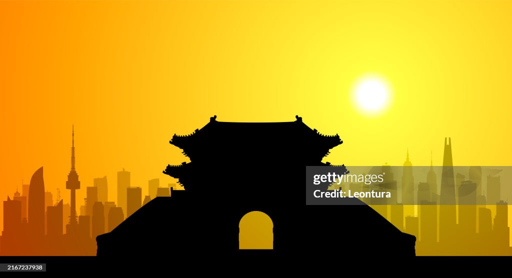 Namdaemun Gate and Seoul, South Korea (All Buildings Are Complete and Moveable)
