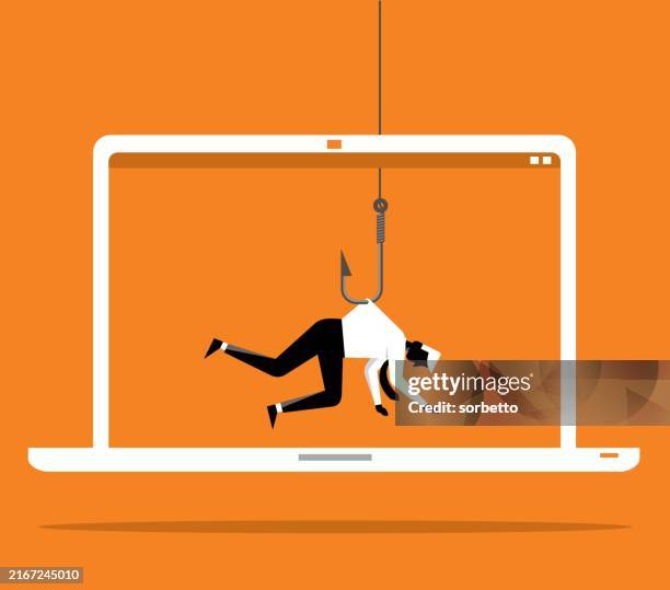 phishing scam - laptop - counterfeit stock illustrations