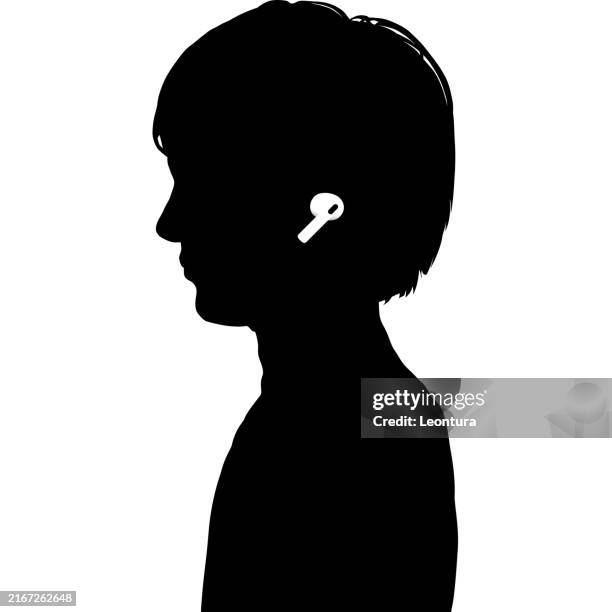 listening to music silhouette - in ear headphones stock illustrations