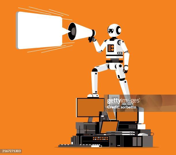 technology evolution - megaphone - screen replacement stock illustrations