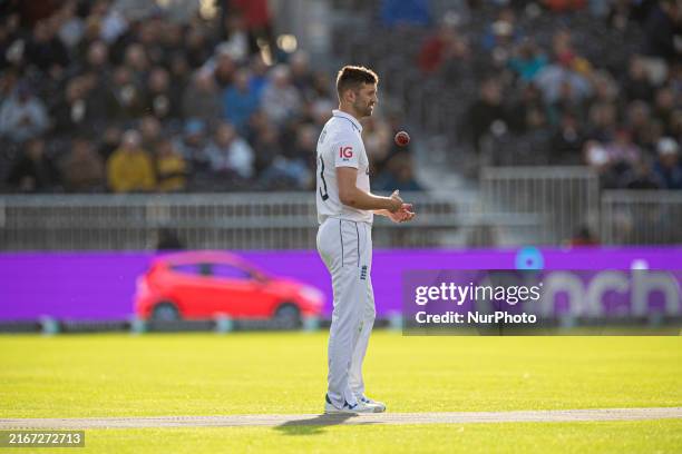 Mark Wood of England during the 1st Rothesay Test match between England and Sri Lanka at Emirates Old Trafford in Manchester, England, on August 23,...