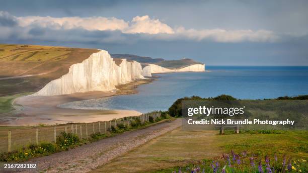 seven sisters, sussex, england. - küstenlandschaft stock-fotos und bilder