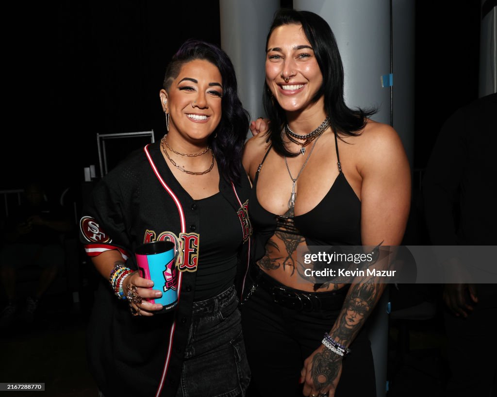 Bayley Beck Rhea Bayley and Rhea Ripley attend the Fanatics Fest NYC 2024 at Jacob ...