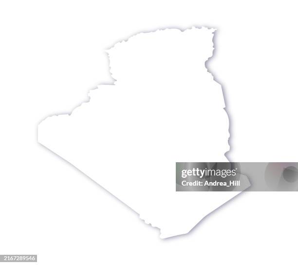 algeria, african country map with a soft drop shadow vector map - 3d drop shadow stock illustrations