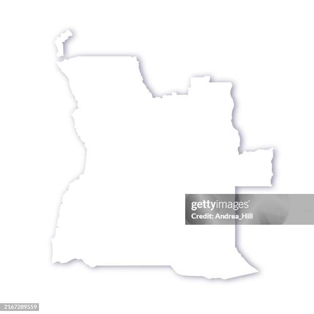 angola, africa country map with a soft drop shadow vector map - line drop shadow stock illustrations