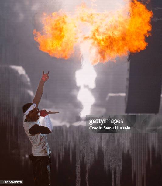 Travis Scott performs during the Utopia – Circus Maximus World Tour at Ippodromo Snai La Maura on July 23, 2024 in Milan, Italy.
